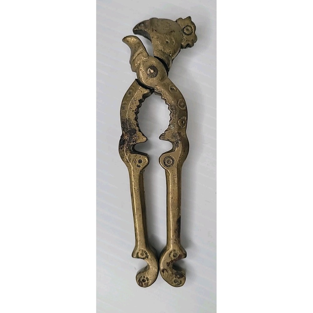 Vintage Brass Rooster Chicken Head Nut Cracker Bottle Opener Kitchen Gadget